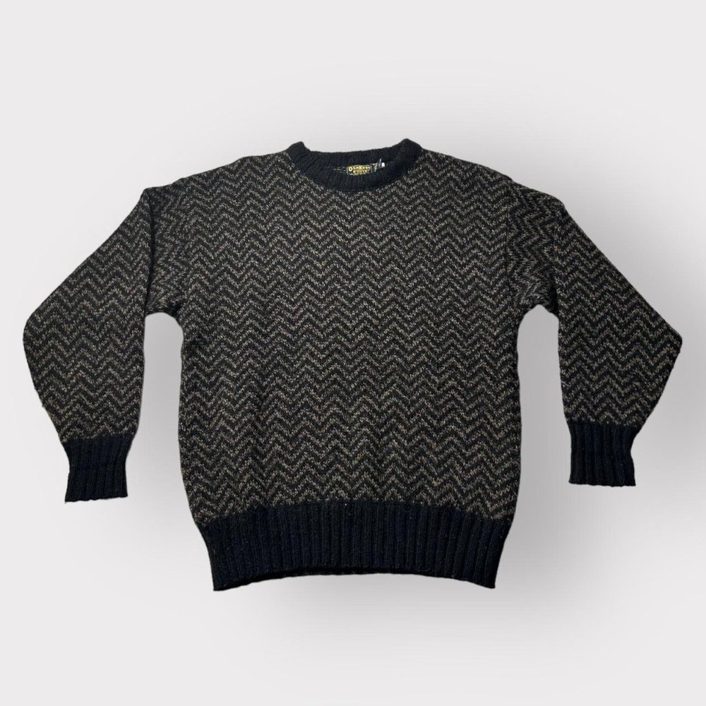 Vintage OshKosh B'Gosh wool 1990s grunge grandpa-core black/tan sweater